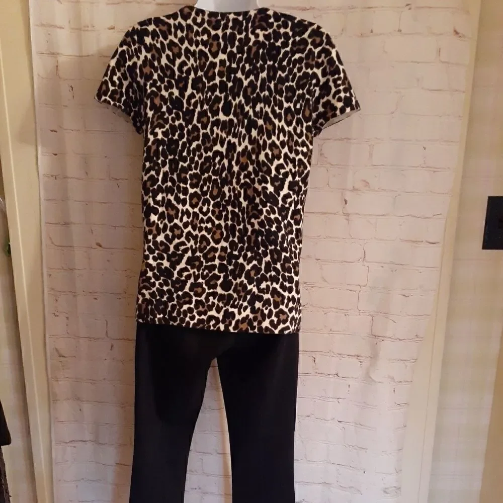 J.Crew Leopard Print 100% Cotton Pullover Sweater Short Sleeve All-season Sz XS